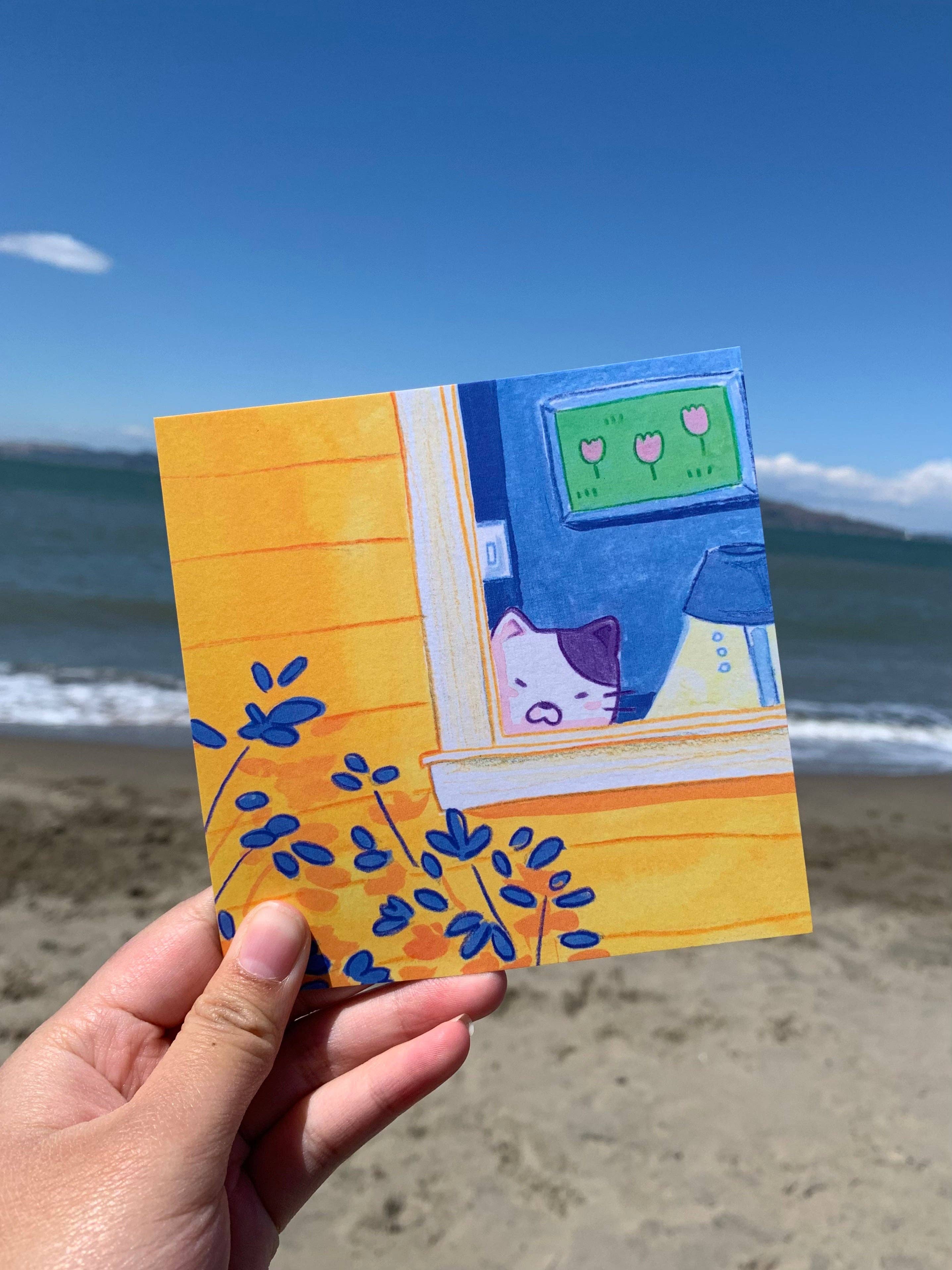 Makenna Kwik - Wholesale Art Print - Neighbor Cat Mini Square Art Print1