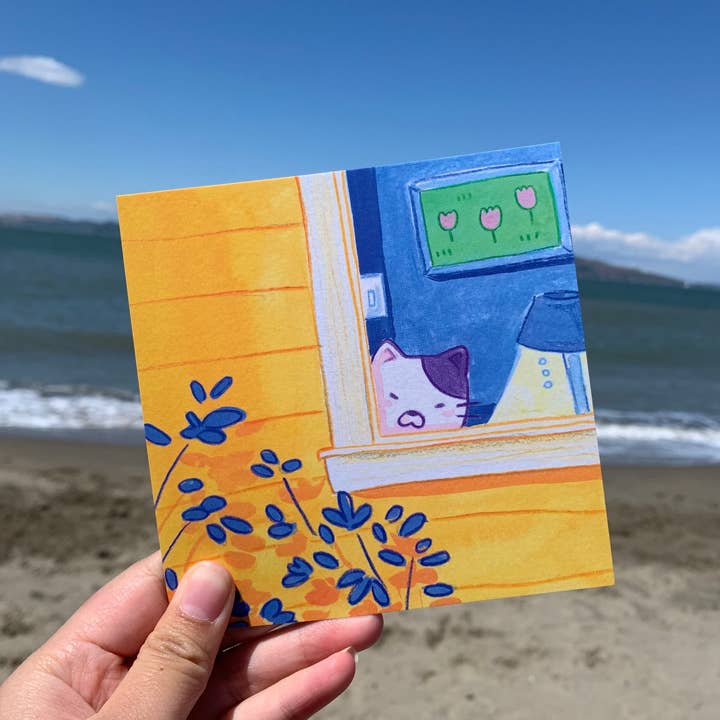 Makenna Kwik - Wholesale Art Print - Neighbor Cat Mini Square Art Print1