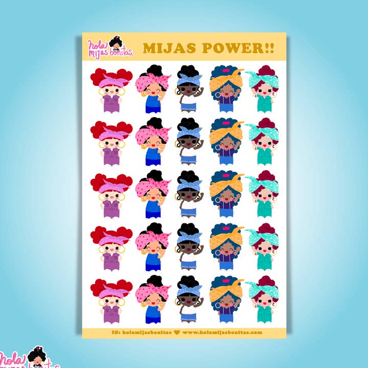 Foglio di adesivi GRL PWR ALL GIRLS (SMALL) per la vendita all'ingrosso da parte di Hola Mijas Bonitas