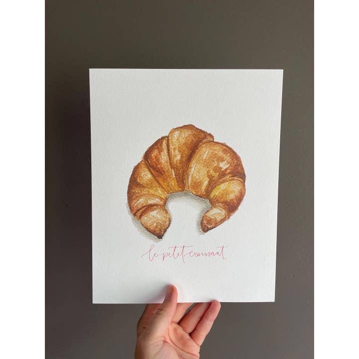 Moragn Harris Design - Wholesale Art Print - Watercolor Croissant Painting