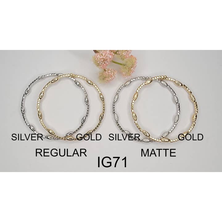 Oval Beads/stone Mix Stackable Bracelet for wholesale by BETTYOH INC