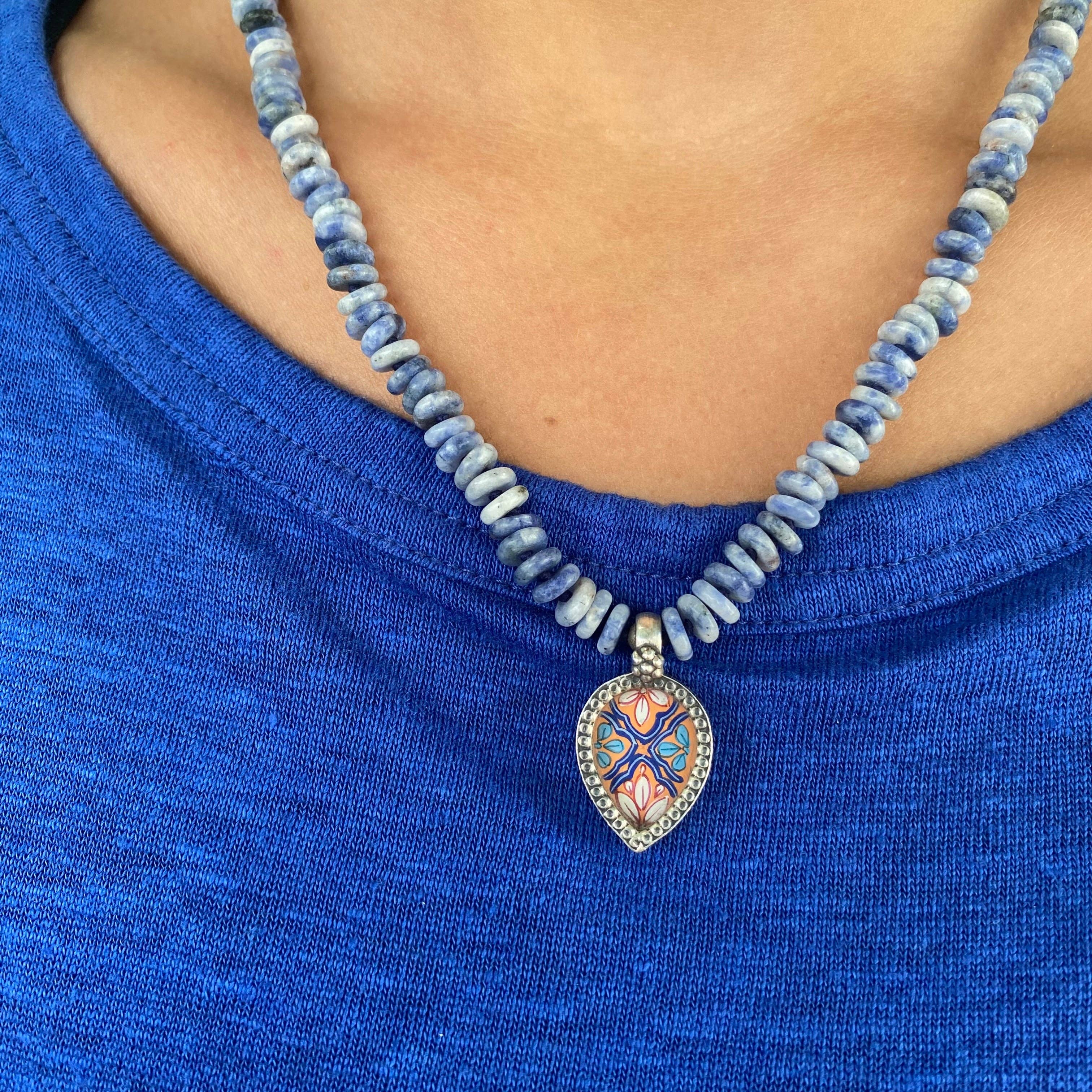 Jen Stock Mindful Designs - Wholesale Pendant/Charm Necklace - Block Print Beaded Necklaces12