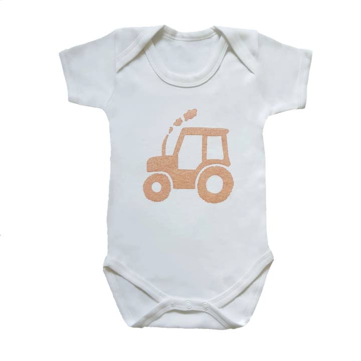 Rose gold tractor baby vest for wholesale by Imo Imo Baby