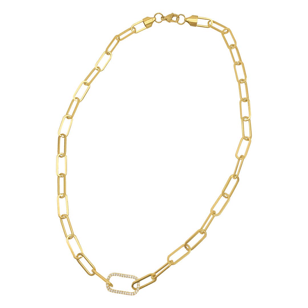 Adornia - Wholesale Link & Chain Necklace - Paper Clip Chain with Oversized Link Necklace gold1