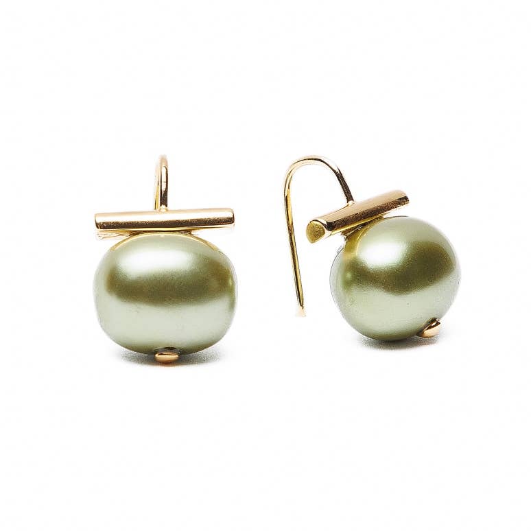 CC & Co by Catherine Canino - Wholesale Dangle earrings - Lily Pad Pebble Pearl Earring-Medium
