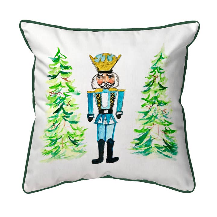 Nutcracker and Trees Corded Pillow for wholesale by Betsy Drake Interiors