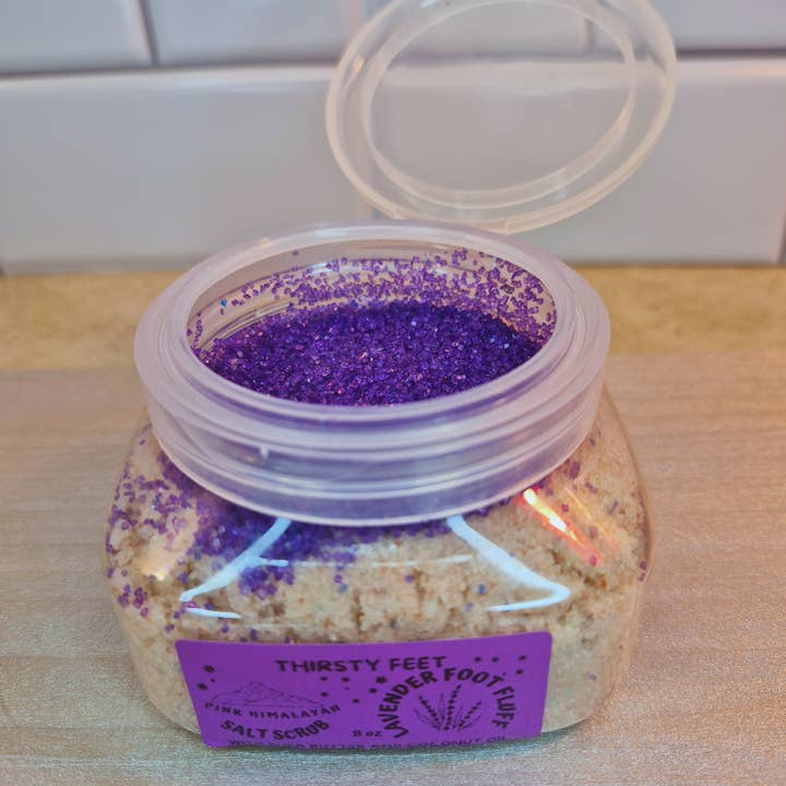 THIRSTY FEET™️ - Wholesale Foot Scrub/Polish - Lavender Salt Foot Fluff Sugar Scrub 8 oz Jar0