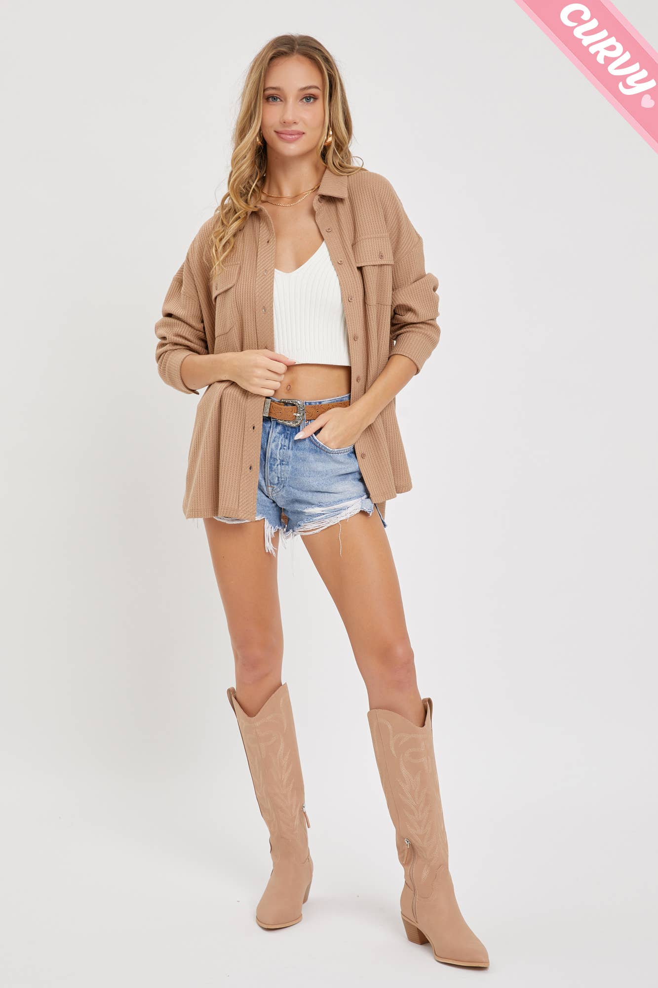 Sweet Lovely by Jen - Wholesale Button Down Shirt - Women&#x27;s - PLUS SIZE BUTTON DOWN OVERSIZED SHIRTS11