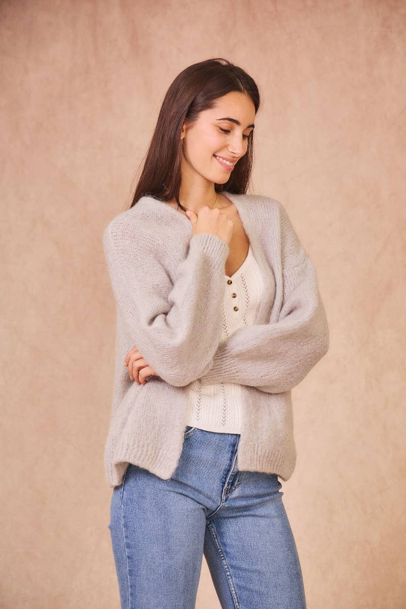 Calie Paris – Großhandel Strickpullover – Damen – Offene Mohair-Mischung Strickjacke15