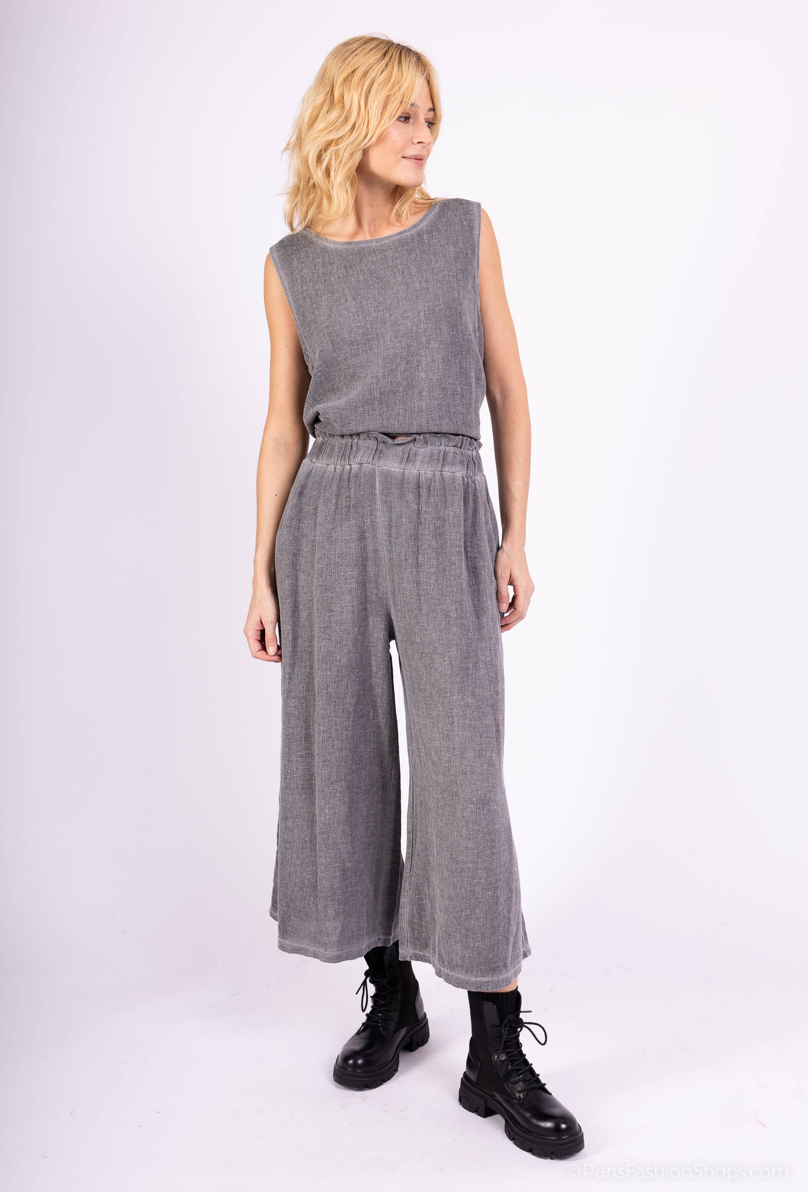 Shyloh - Wholesale Pants - Women's - Mid-length wide pants in cotton linen 2065117