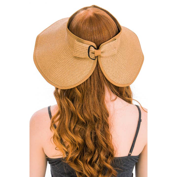 Cap Zone - Wholesale Straw Hat - Women's - Pack and Go Paper Straw Wide Roll-Up Sun Hat