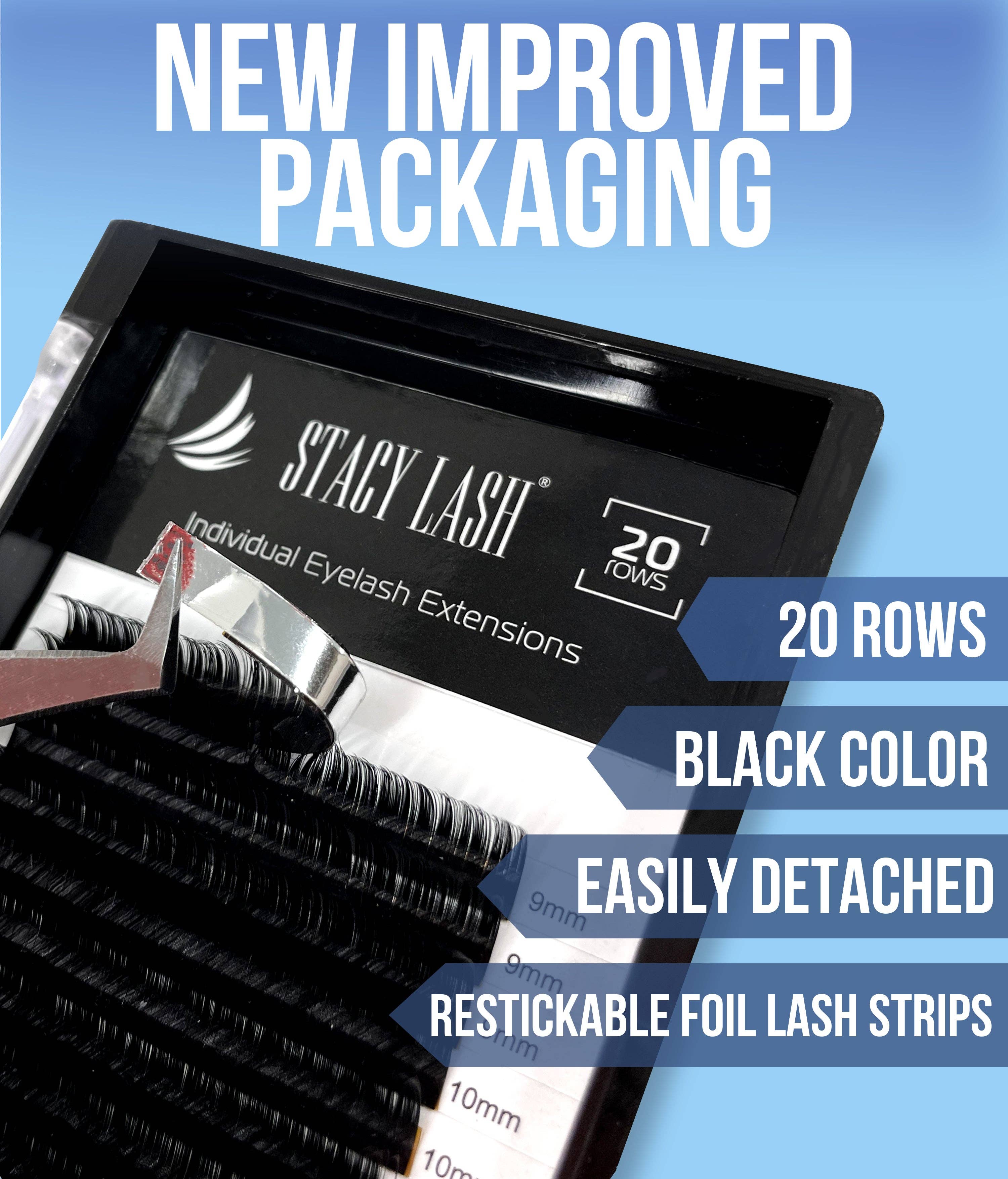 Stacy Lash - Wholesale False/Fake Eyelashes - 20 Rows - Split Tip Flat Eyelash Extensions C Curl1