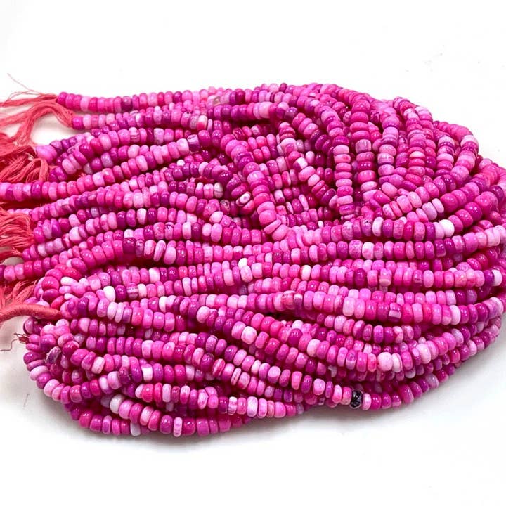 Brins de perles de gemmes opale rose vif 6-7mm en forme de rondelle pour la vente par TRIVENI USA INC