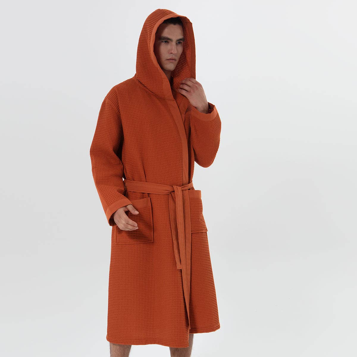 SEYANTE - Wholesale Robe - Men's - Men's Hooded Turkish Cotton Waffle Robe11