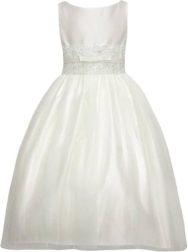 iGirlDress - Wholesale Dress - Kids - Vintage Metallic Lace & Tulle Flower Girl Pageant Dress0