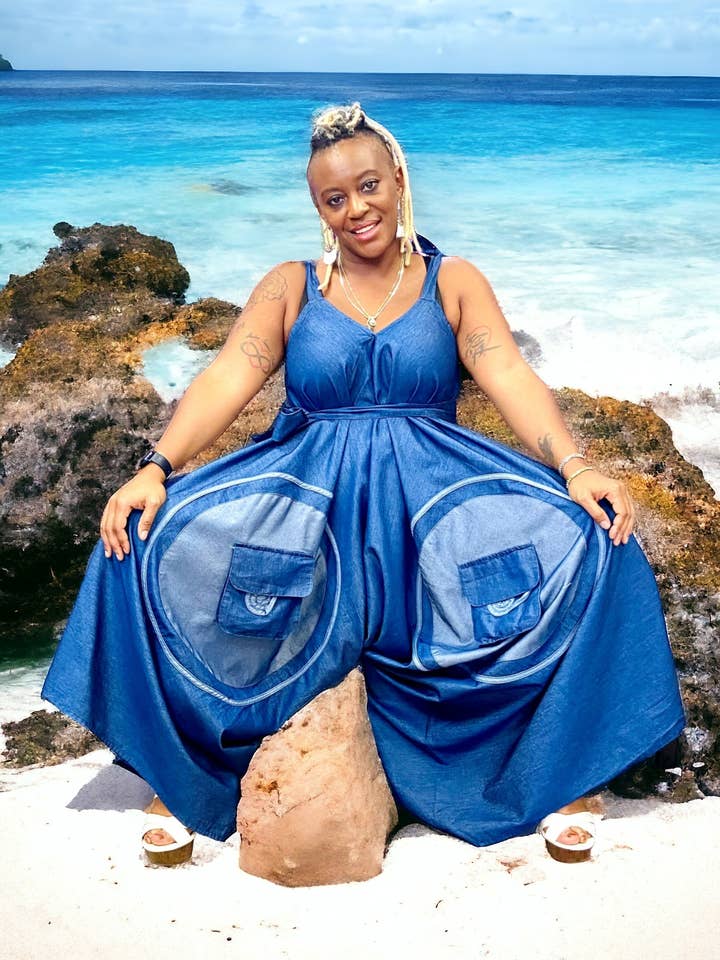 Pagliaccetto/Tuta/Blu-Blu - Denim 9CVAR per la vendita all'ingrosso da parte di India Batik