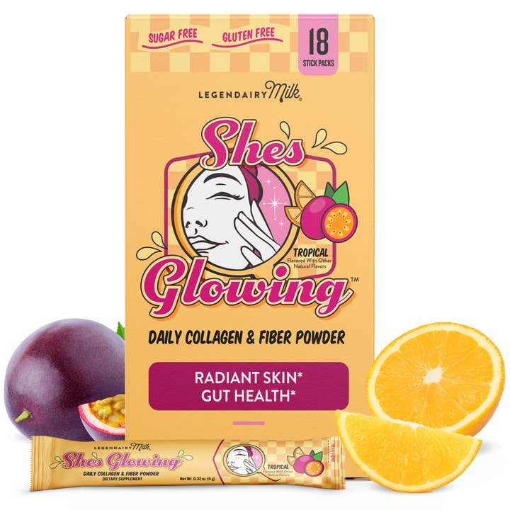 She’s Glowing™ Collagen & Fiber Drink Mix Tropical Flavor for wholesale by Legendairy Milk