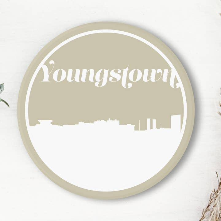 Youngstown Ohio retro skyline onderzetter | Meerdere kleuren voor wholesale door Paperfinch Design