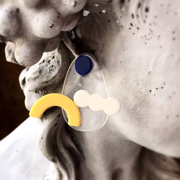 Pearl and Ivy Studio - Wholesale Dangle Earrings - Sun moon cloud acrylic stud earrings - Night and Day3
