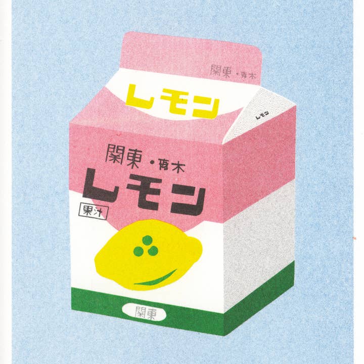 A risograph print of a box of lemon milk for wholesale by We are out of office