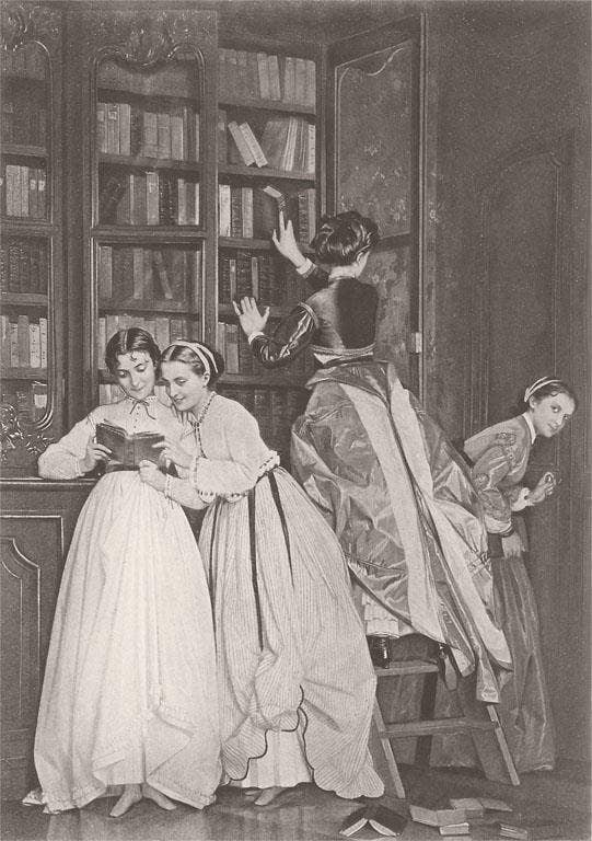 Found Image Press - Wholesale Postcard - Postcard LT-394 Women Sneaking into Library0