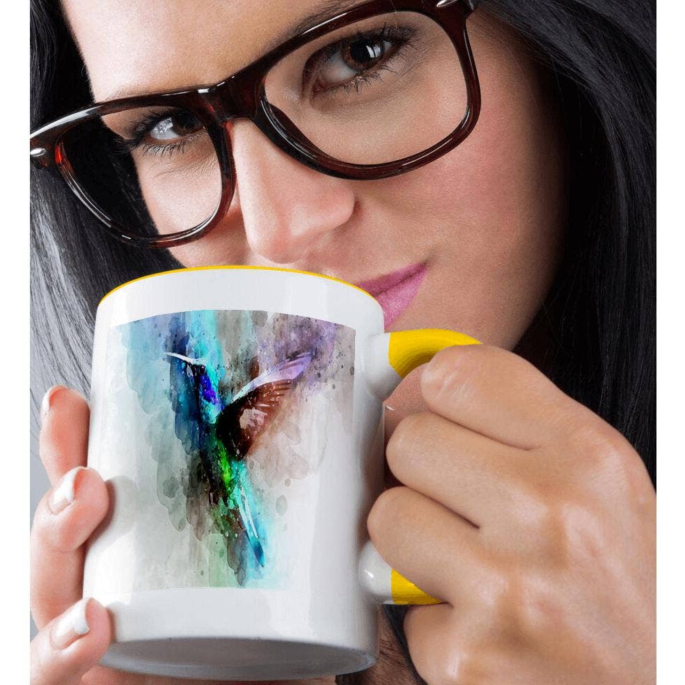 3dRose - Wholesale Coffee Mug - 3dRose, Image of Humming Bird In Aqua Purple Watercolors, Mug1