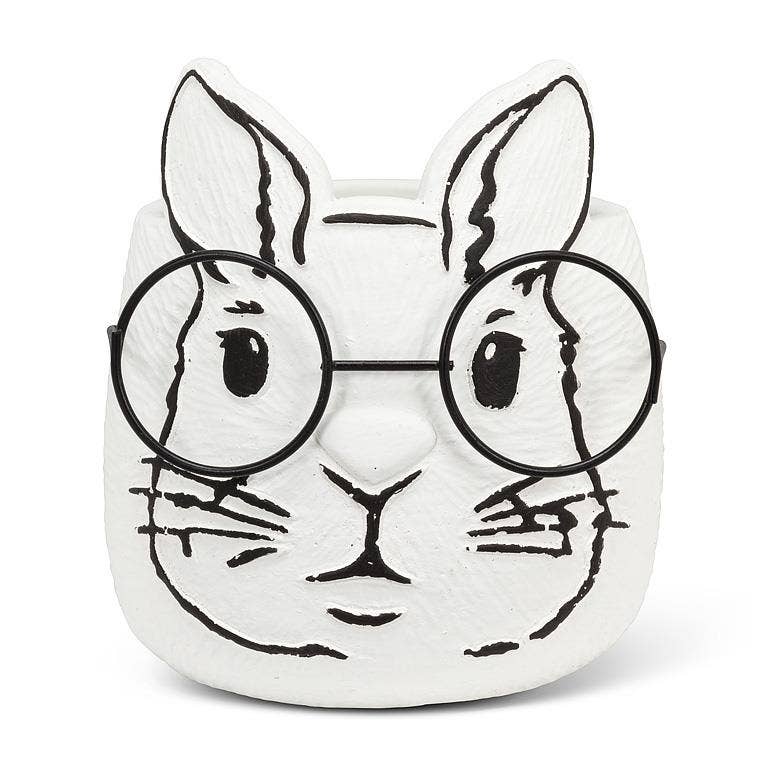 Abbott - Wholesale Plant Pot - Large Bunny Planter with Glasses-5"H0