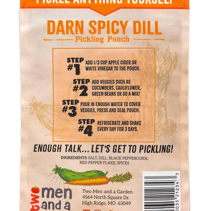 Two Men and a Garden - Wholesale Pickled Vegetables - Darn Spicy Dill - Pickling Pouch1