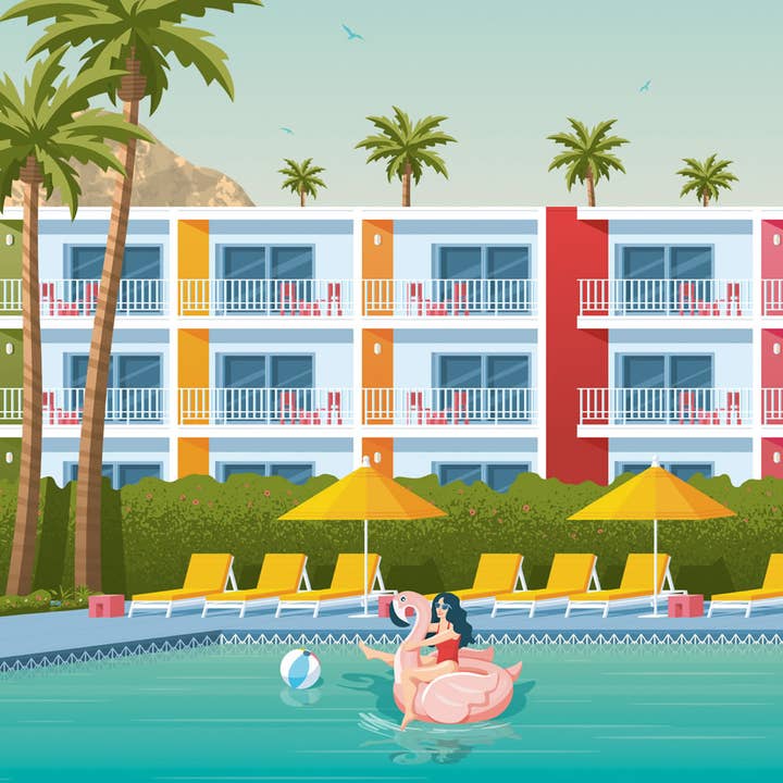Olahoop Travel Posters - Wholesale Poster - Palm Springs California Travel Poster - Saguaro Hotel3