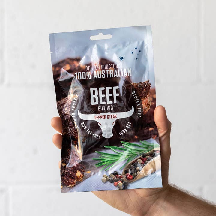 Doctor Proctor's - Wholesale Jerky - Doctor Proctor's Pepper Steak Beef Biltong 100g1