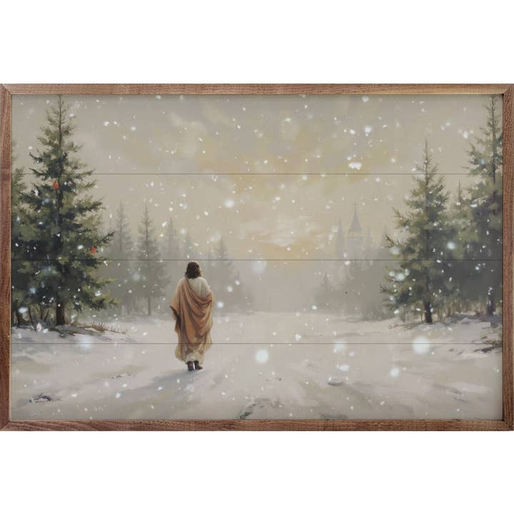 Kendrick Home - Wholesale Wood Wall Art - Jesus Walking In The Snow