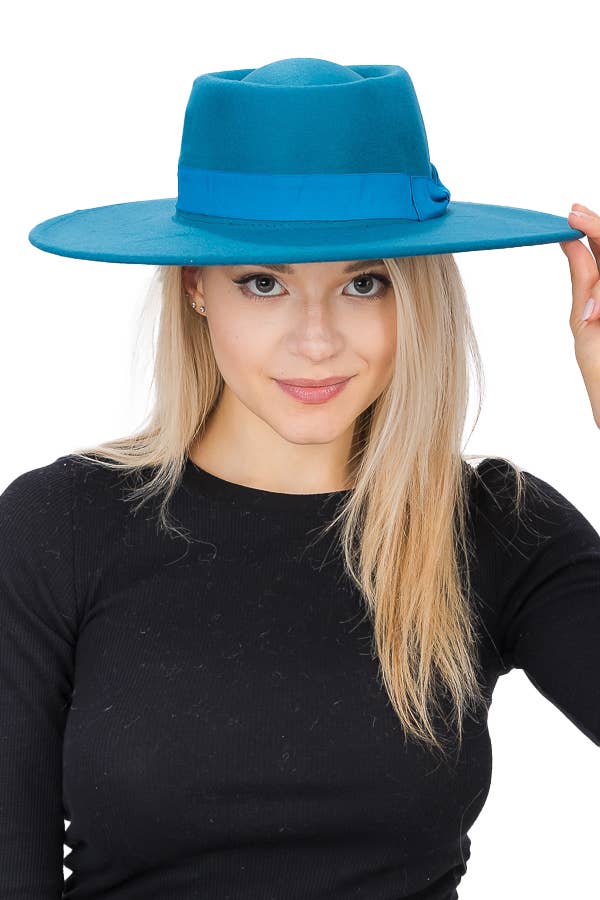 Cap Zone – wholesale Fedora - Dam – Wide Brim Bolero Faux Filt Pork Pie Crown Hat3