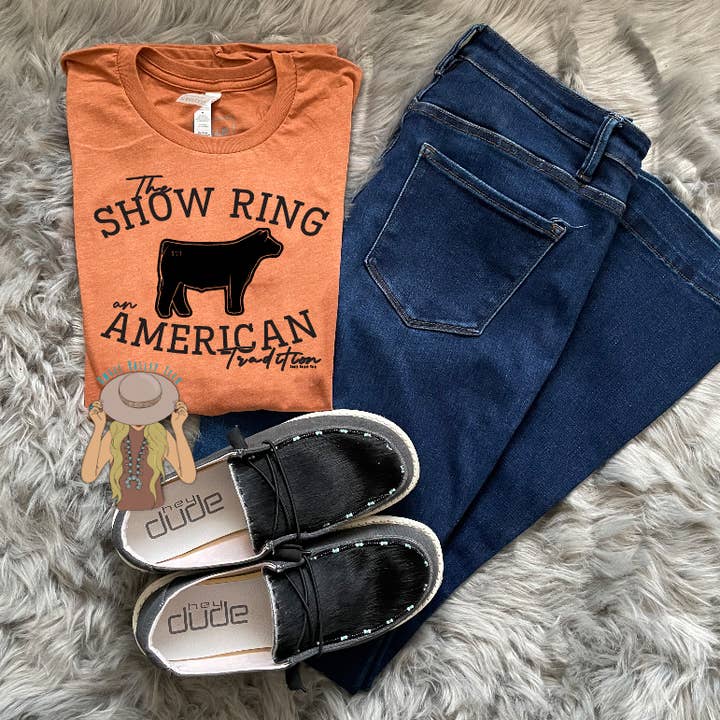 The Show Ring An American Tradition Show Steer Tee - Heather Autumn for wholesale by Sweet Valley Tees