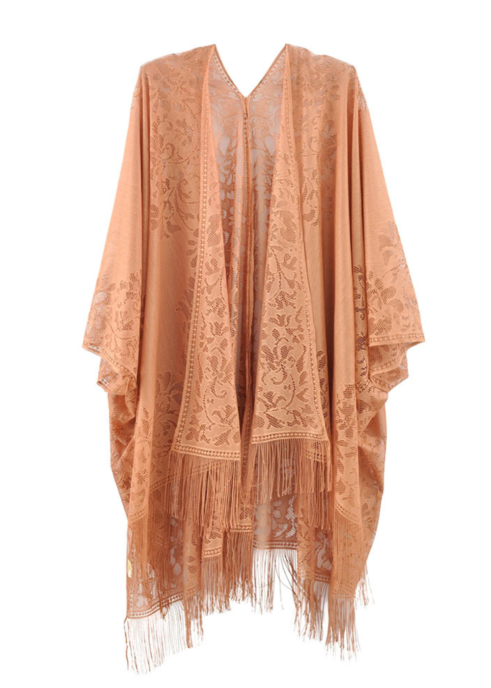 Pretty Attitude Clothing - Wholesale Swim Cover Up - Women's - 70s Lace Kimono Boho Fringe Kimono Swim Coverup 0