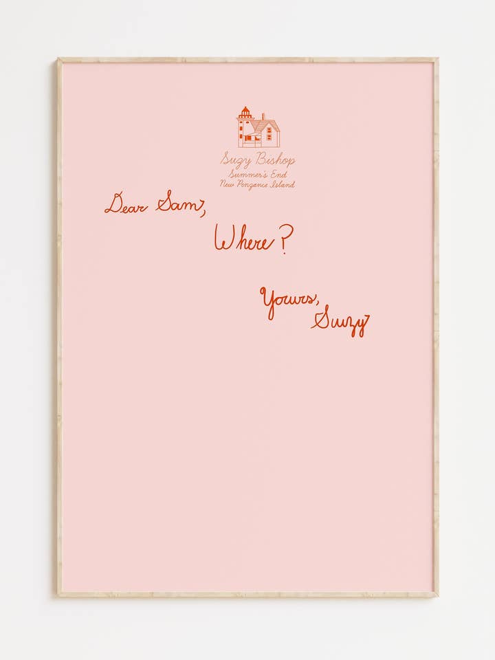 Dear Sam... Wes Anderson Letter Print for wholesale by Tillie Rose Studio