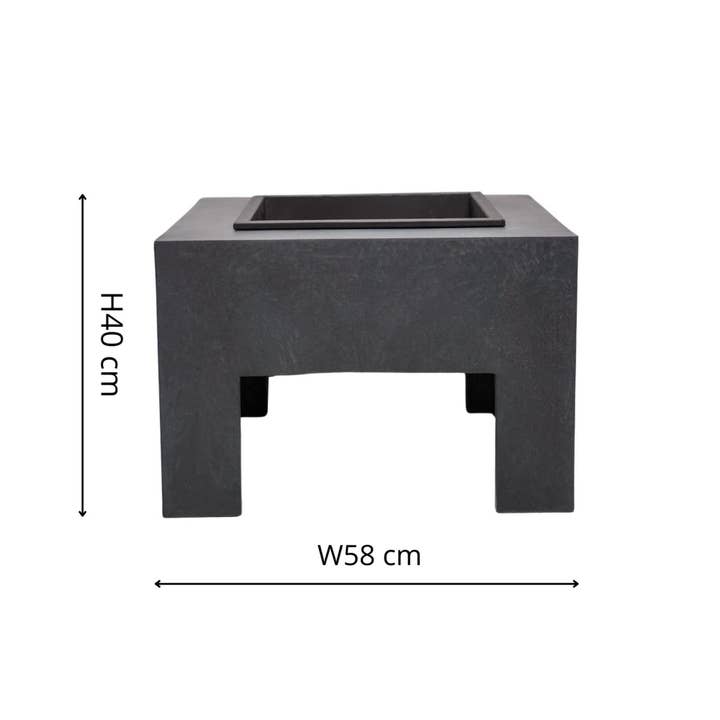 Ivyline – wholesale Fire pit – Outdoor Steel Firebowl & Square Fibreclay Console5