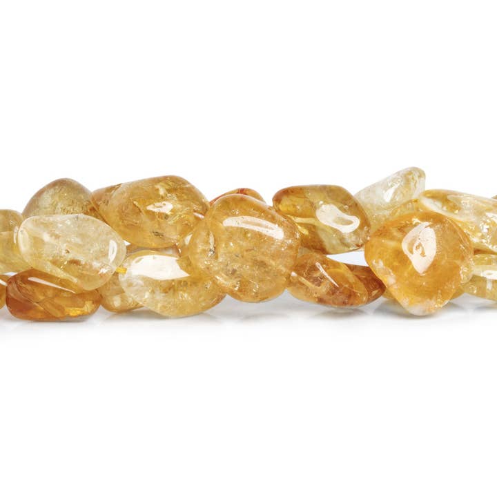 15x14mm Citrine Plain Nuggets 14 inch 20 beads for wholesale by The Bead Traders