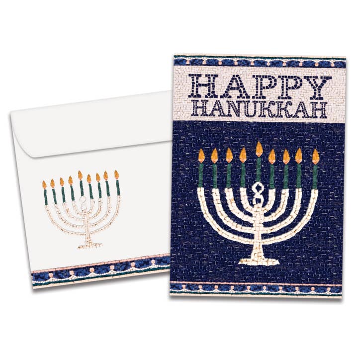 Jerusalem Mosaic Menorah Hanukkah 4 Pack 19893 for wholesale by Tree-Free Greetings
