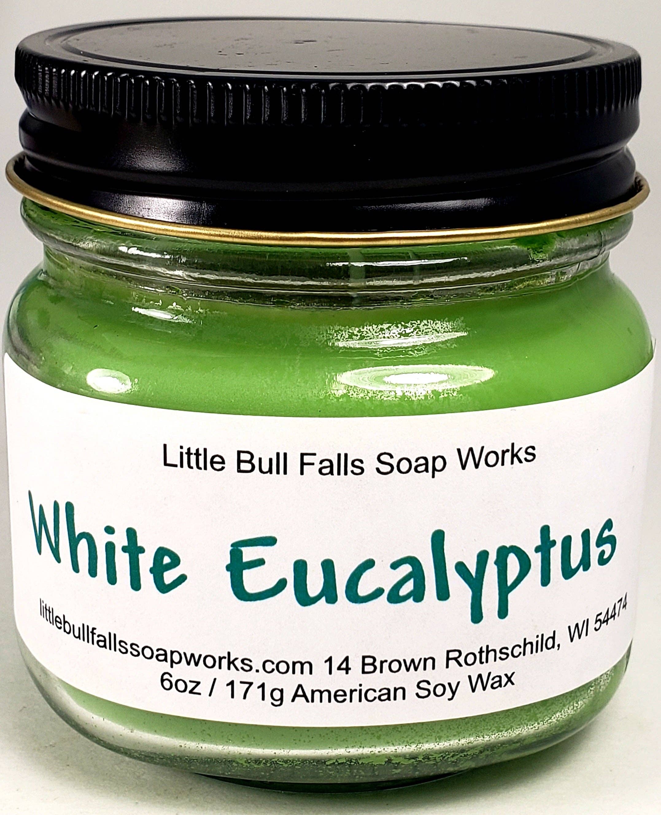 Little Bull Falls Soap Works - Wholesale Jar/filled candle - White Eucalyptus Soy Wax Mason Jar Candle