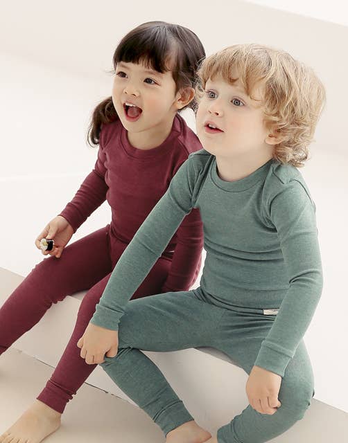 New Melange Red Long Sleeve PJs for wholesale on Faire7