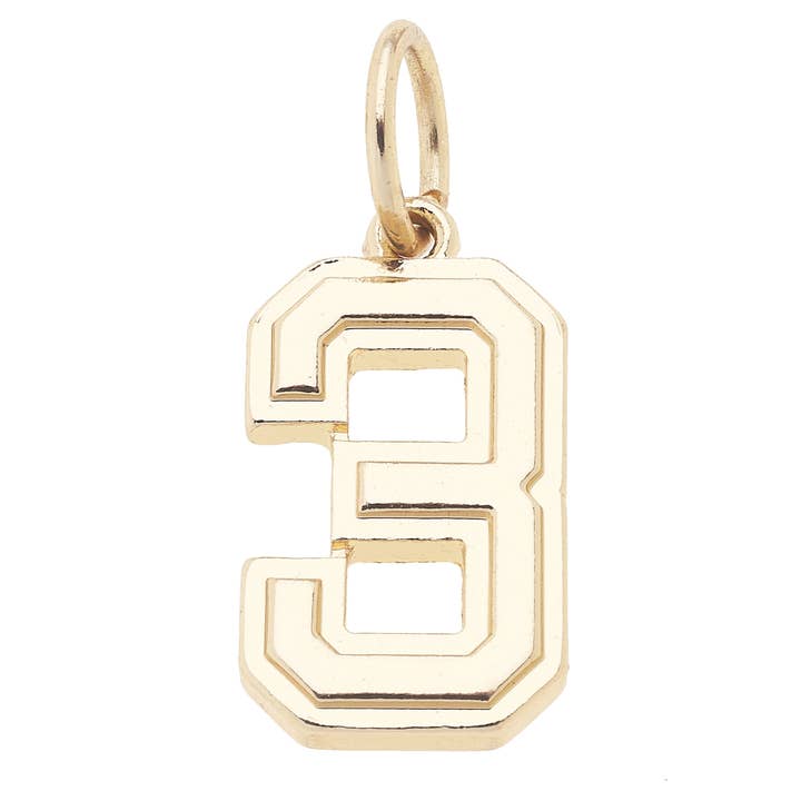 Canvas Style - Wholesale Individual Charm/Pendant - Number Charm in Shiny Gold4