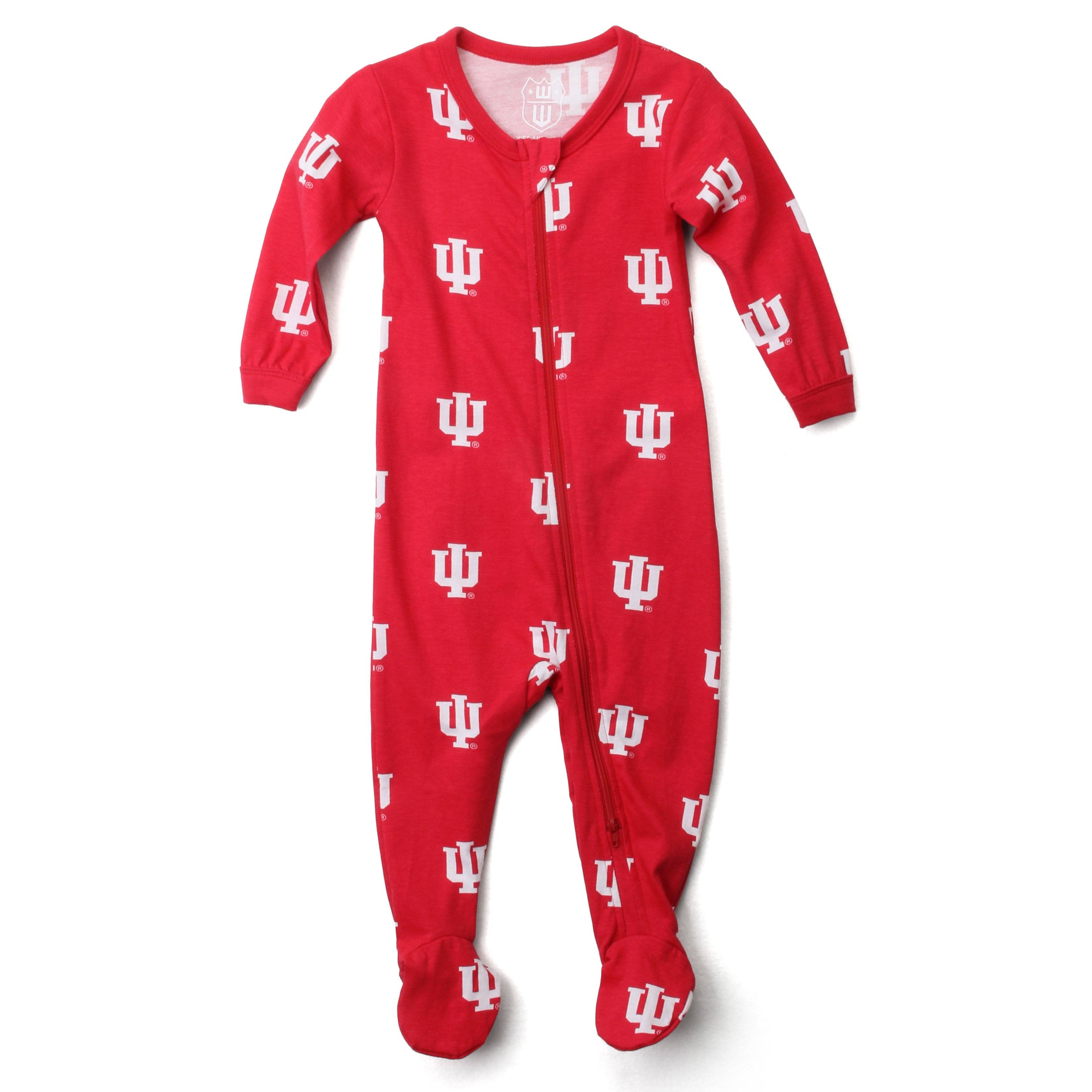 Wes and Willy - Wholesale Sleepsuit - Baby - Indiana Hoosiers Infant Allover Print Zip Sleeper0