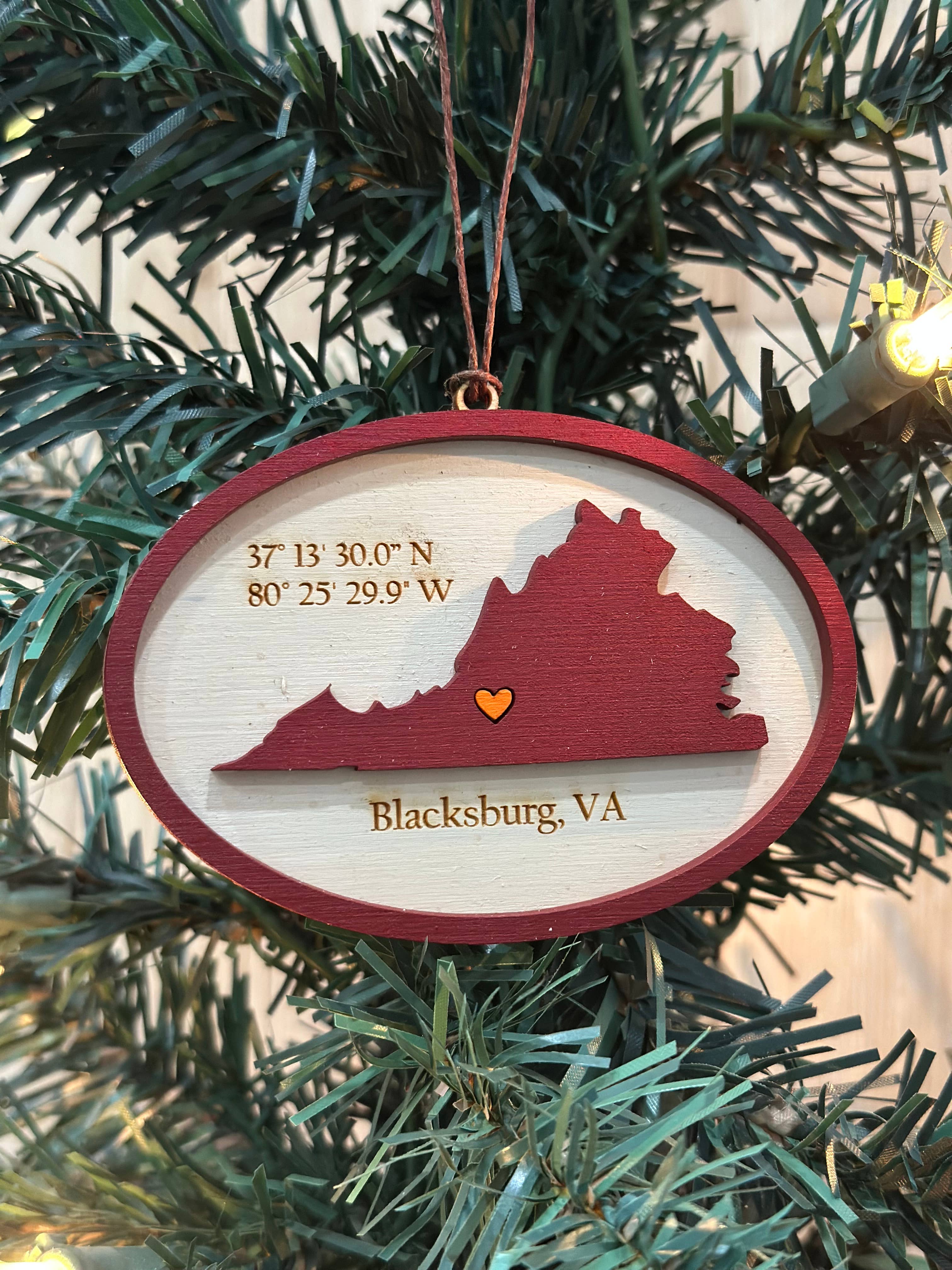 Gifts By Grace - Wholesale Ornament - College personalized gift - Virginia Tech Ornament