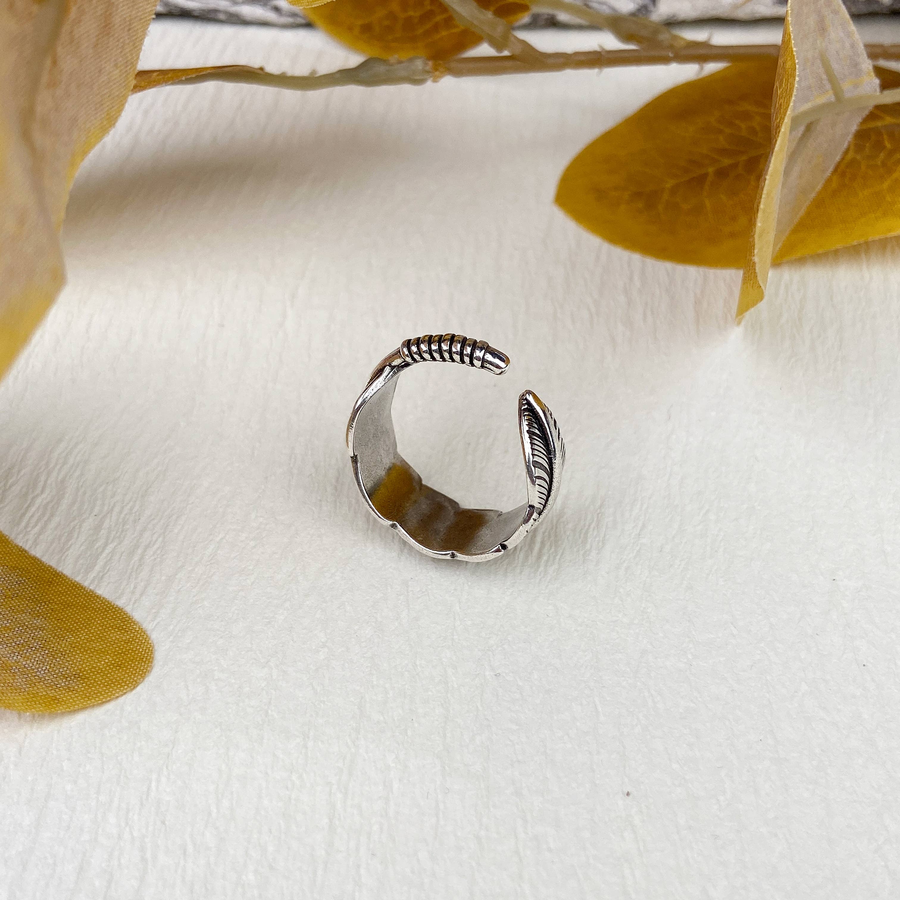 mildstyles – wholesale Band/stacked ring – Adjustable Feather Ring Women Men6