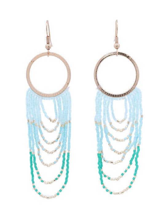 Boucles d'oreilles à franges perlées et anneau en métal pour la vente par Urbanista Outlet