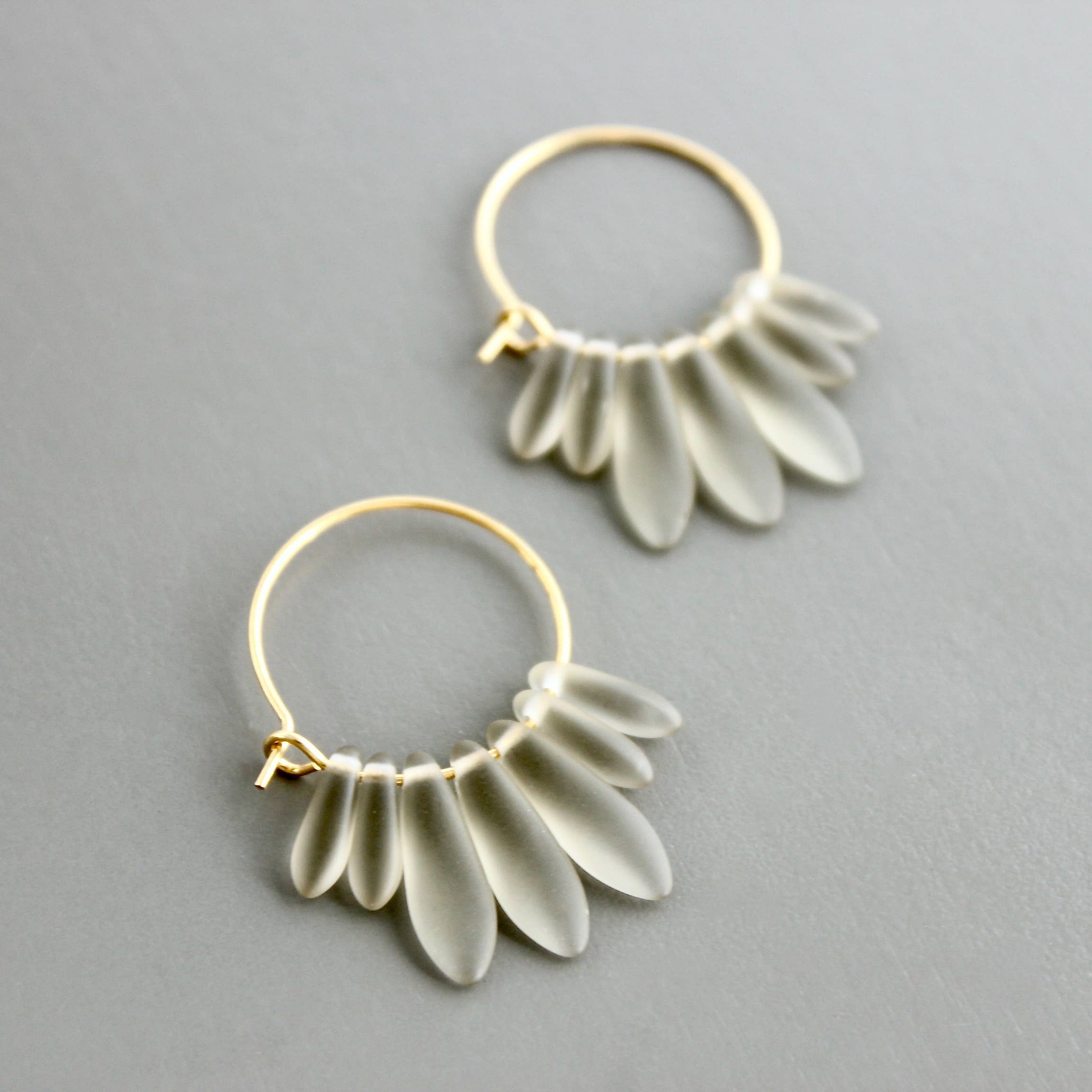 David Aubrey Jewelry - Wholesale Hoop Earrings - CHRE09 Black diamond matte glass small hoop earrings2