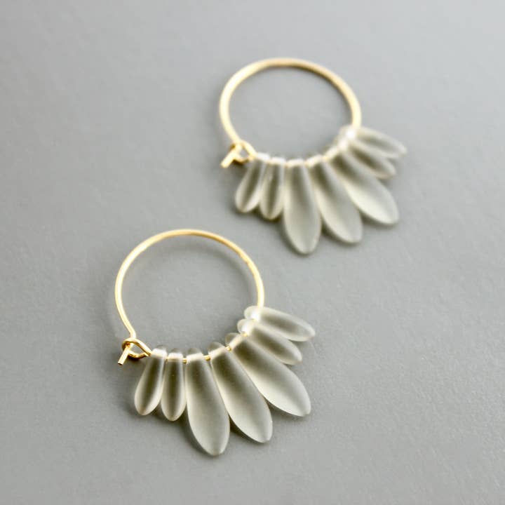 David Aubrey Jewelry - Wholesale Hoop Earrings - CHRE09 Black diamond matte glass small hoop earrings2