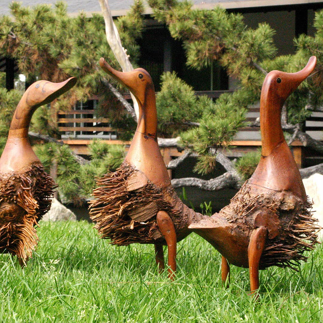 Garden Age Supply - Vente Sculpture - Décoration en forme de racine de bambou, canard2