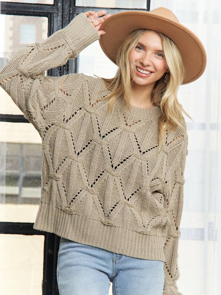 TOP EN MAILLE À MANCHES LONGUES ET COL ROND - LESW3864 pour la vente par Madelyn