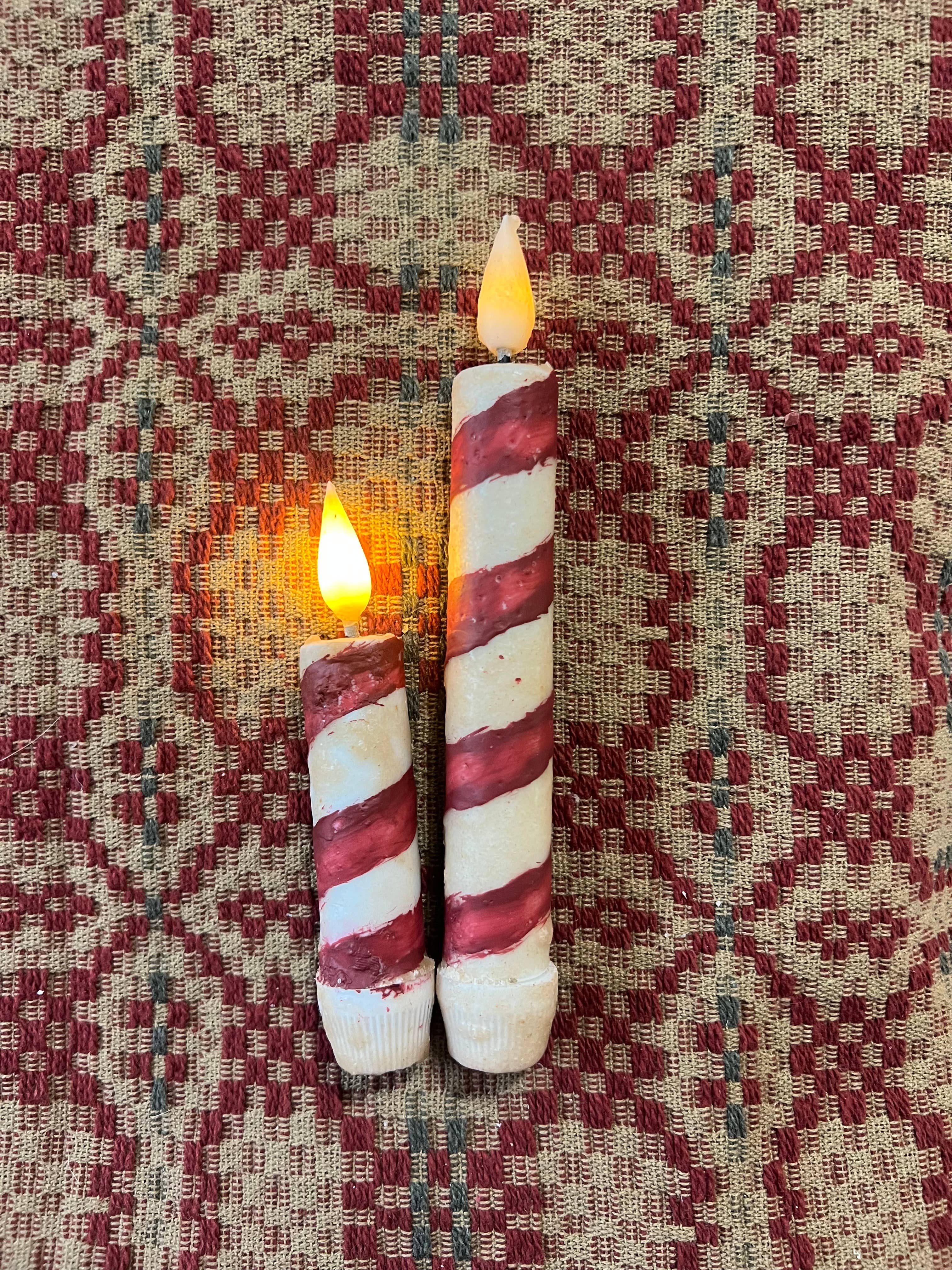 Raggedy Junction - Wholesale Flameless Candle - 4" or 6” Battery  Timer Glow flame Taper w/timer Candy Cane0